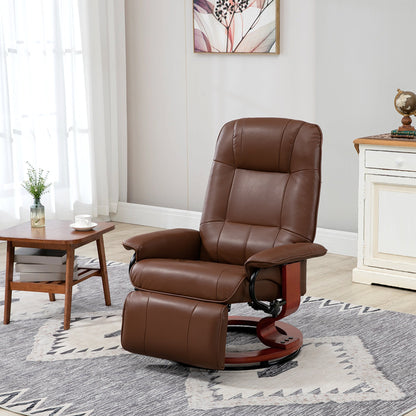 HOMCOM Faux Leather Armchair, with 145Â° Reclining Back and Footrest - Brown