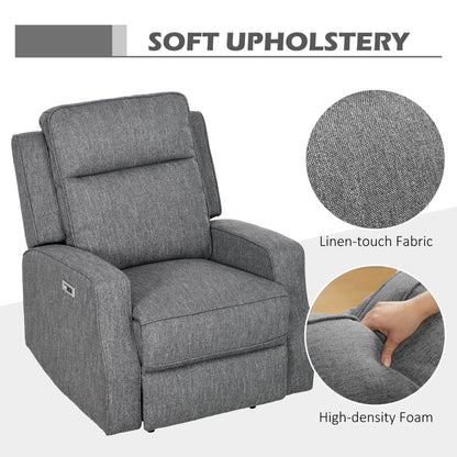 HOMCOM 150  Electric Reclining Chair, with USB port and Footrest - Charcoal Grey