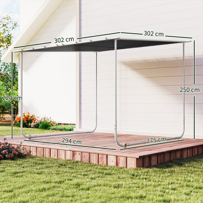 Outsunny 3 x 3(m) Mobile Pergola Kit, Portable Garden Gazebo with Wheels, Sandbags, Steel Frame, UV-Resistant