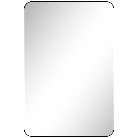 HOMCOM 90 x 60cm Curved Bathroom Mirror - Black