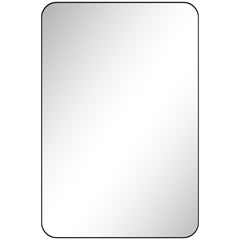 HOMCOM 90 x 60cm Curved Bathroom Mirror - Black