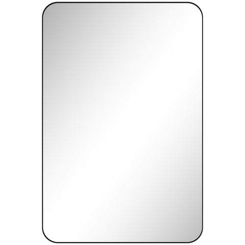 HOMCOM 90 x 60cm Curved Bathroom Mirror - Black