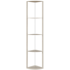 HOMCOM RGB LED Floor Lamp with Shelves, 4-Tier Dimmable Standing Lamp with Remote Control, Oak