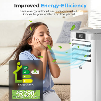 HOMCOM 7000 BTU Air Conditioning Unit, 3-in-1 Portable Air Conditioner, Dehumidifier, Cooling Fan with Remote Control, LED Display, 2 Speeds, 24H Timer, Window Venting Kit, 15mÂ²