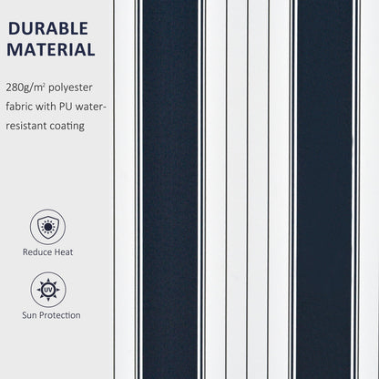 Outsunny Manual Retractable Awning, 3x2.5 m-Blue/White Stripes
