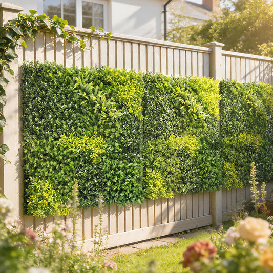 Outsunny Artificial Plant Wall Panel, 100x100 cm Artificial Grass Backdrop Wall, Green