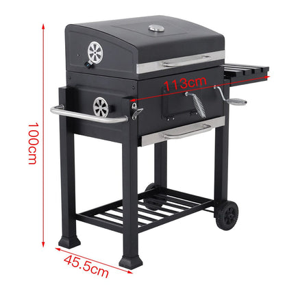 113 W Charcoal BBQ Grill Barrel with Side Table