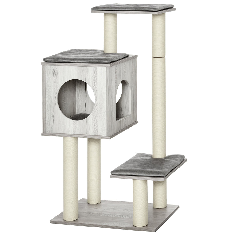 PawHut Cat Tree for Indoor Large Cats 113cm Kitten Tower Condo Jute Scratching Post Kitten Play House Activity Center Furniture