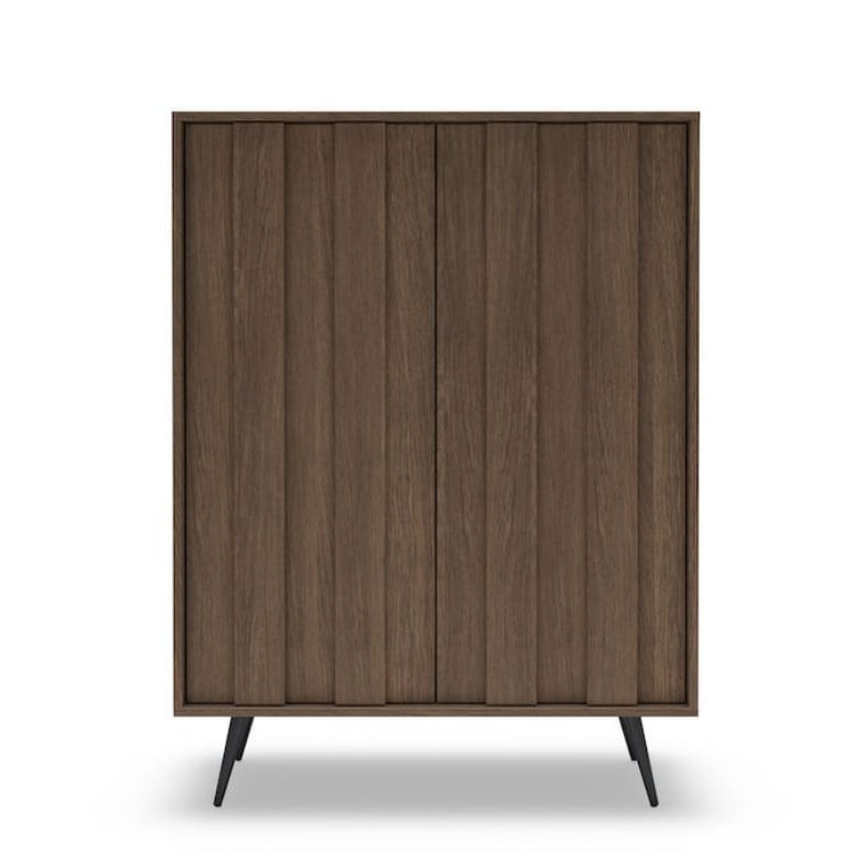 Wooden cabinet with a white background