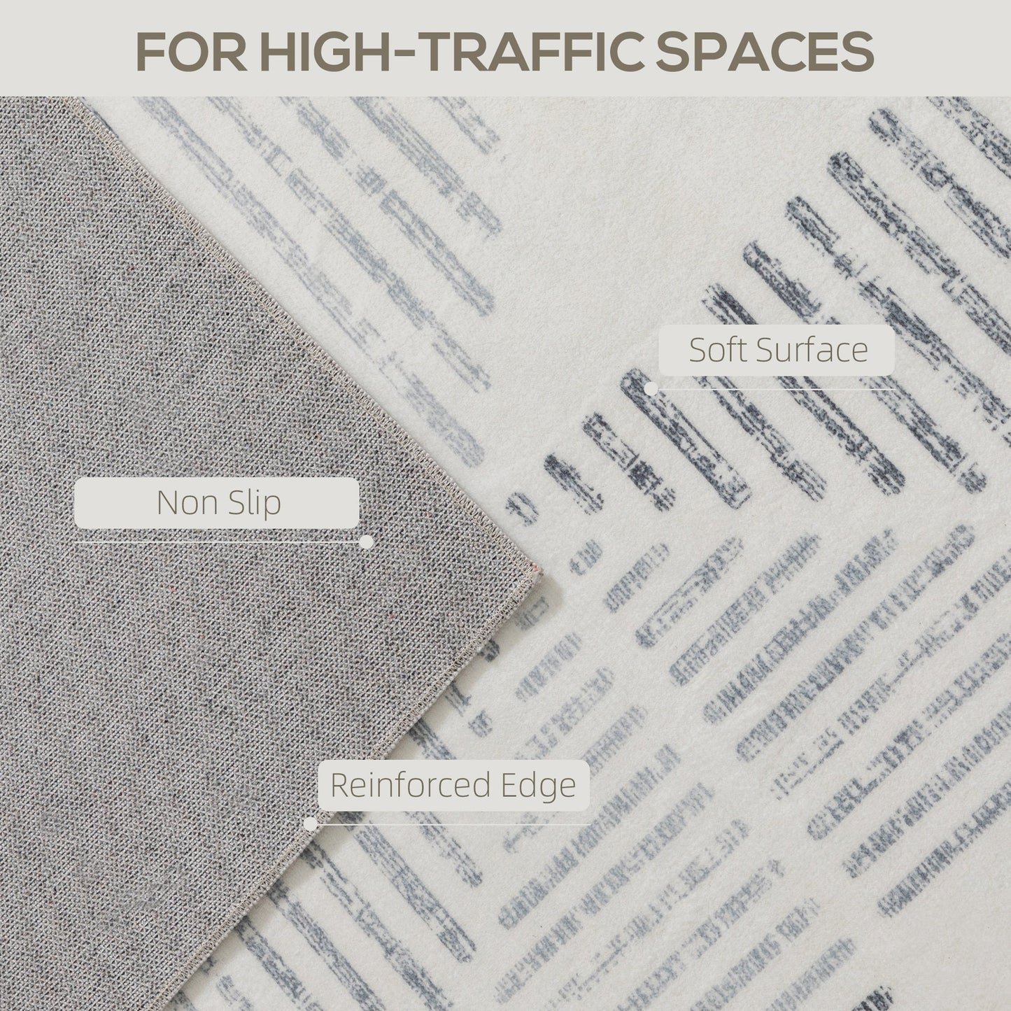 HOMCOM Modern Area Rug, Geometric Pattern Non-Slip Washable Rug, Soft Floor Carpet for Living Room, Bedroom, Dining Room, Home Office, 170 x 120 cm, Grey