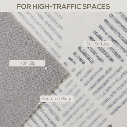 HOMCOM Modern Area Rug, Geometric Pattern Non-Slip Washable Rug, Soft Floor Carpet for Living Room, Bedroom, Dining Room, Home Office, 170 x 120 cm, Grey