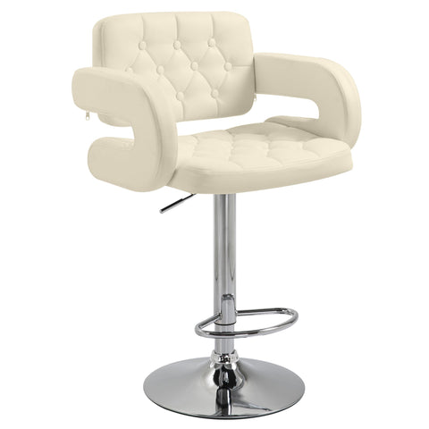 HOMCOM PU Leather Upholstered Swivel Bar Stool, Height Adjustable with Back, Armrest, Footrest, Beige