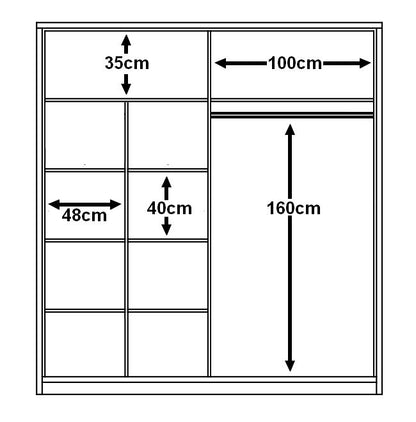 Measurement chart with dimensions in centimeters