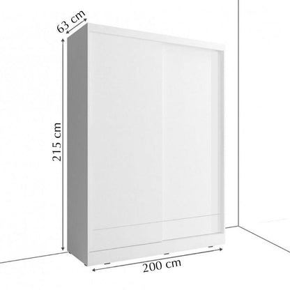 White wardrobe with dimensions labeled on a white background