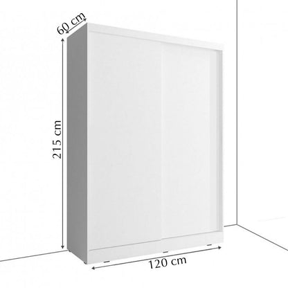 White wardrobe with dimensions labeled on a white background