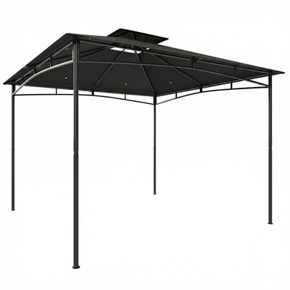 Outsunny 3 x 3 m Gazebo, Garden Gazebo with 2-Tier Roof, Metal Frame, Black