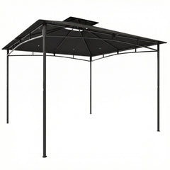 Outsunny 3 x 3 m Gazebo, Garden Gazebo with 2-Tier Roof, Metal Frame, Black