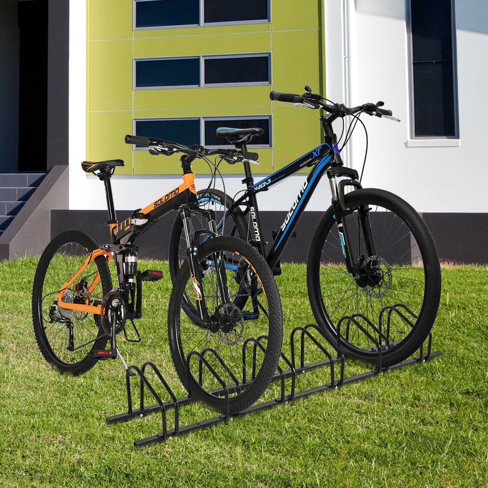 6-Bike Steel Bike Rack for Child BMX Road and Mountain Bikes-Black