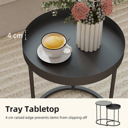 HOMCOM Set of Two Industrial Nesting Tables - Grey