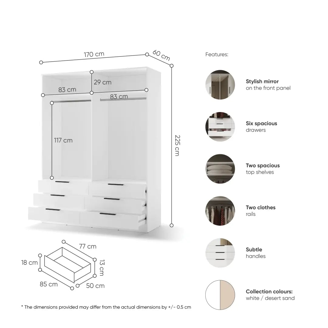 Avera AV-01 Hinged Door Wardrobe 170cm