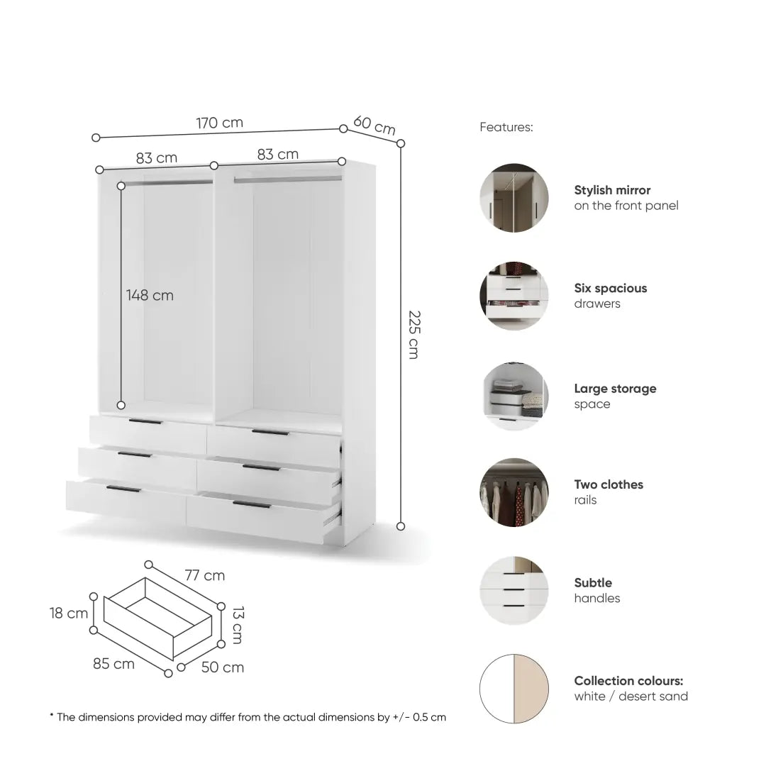 Avera AV-01 Hinged Door Wardrobe 170cm