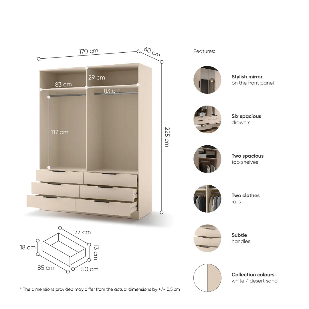 Avera AV-01 Hinged Door Wardrobe 170cm