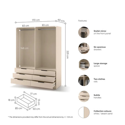 Avera AV-01 Hinged Door Wardrobe 170cm