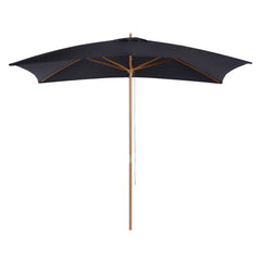 Outsunny 2 x 3m Wooden Garden Parasol Umbrella Outdoor Sun Shade Canopy, Black