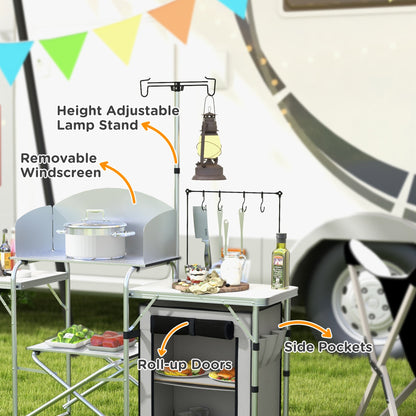 Outsunny Multi-Feature Folding Camping Kitchen, with Wind Shield