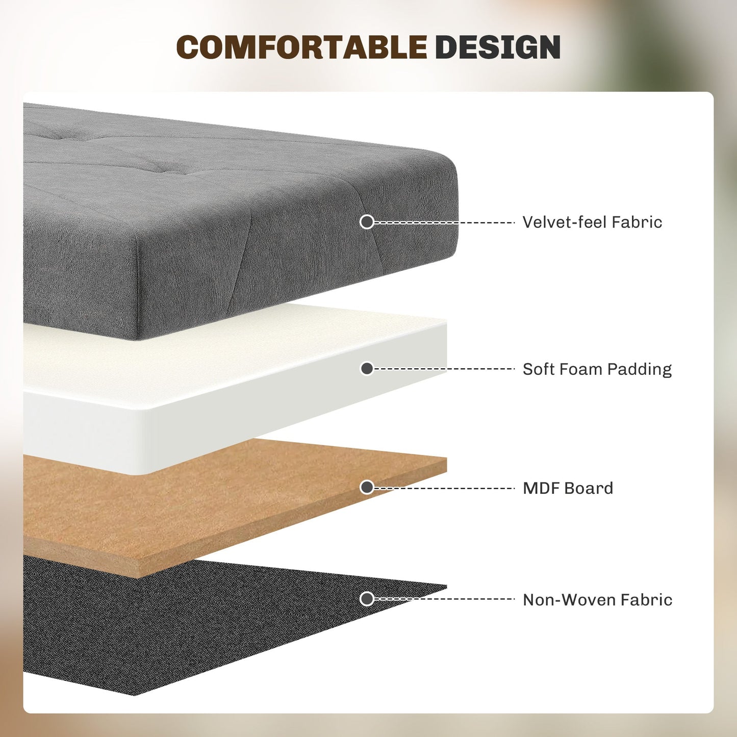 HOMCOM Velvet Upholstered Foldable Ottoman Footrest, Storage Ottoman Bench with Wood Legs for Living Room, Grey