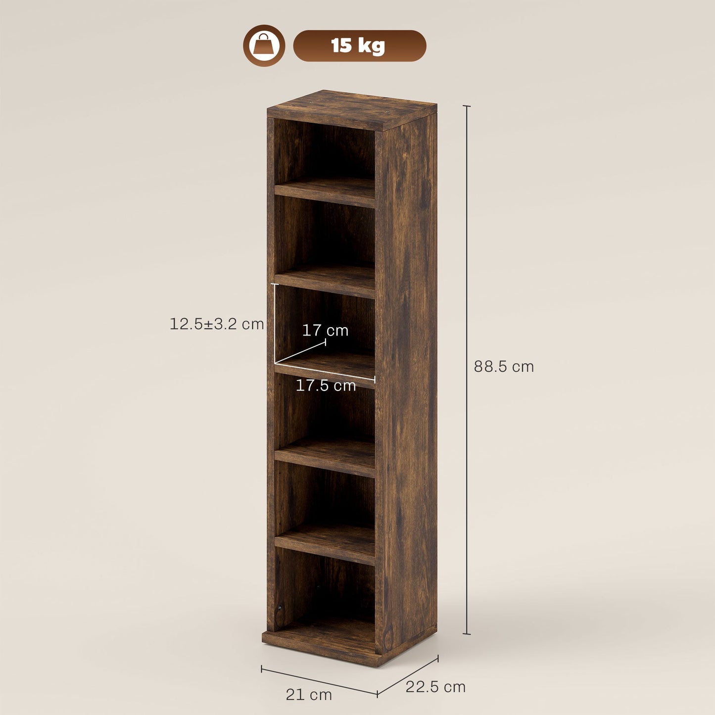 HOMCOM Set of Two 102 CD Storage Units - Mid Brown Wood-Effect