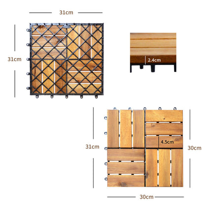 27 Pieces Acacia Wood Interlocking Patio Deck Tile with No-Tool Install