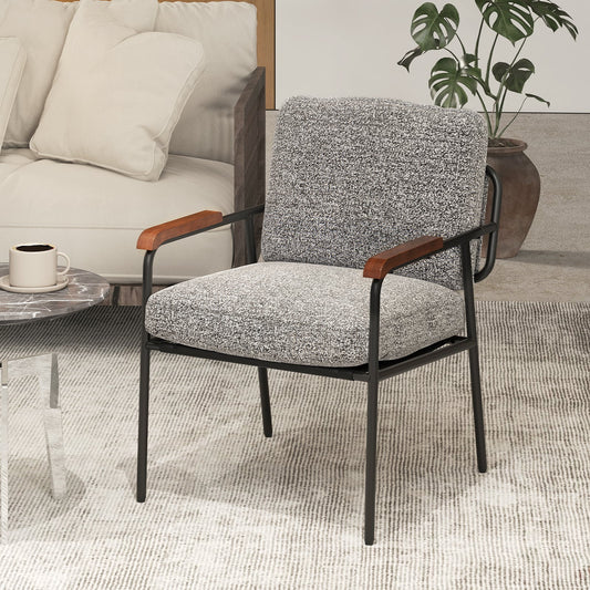 Accent Chair with Back Pillow and Wide Cushioned Seat-Grey