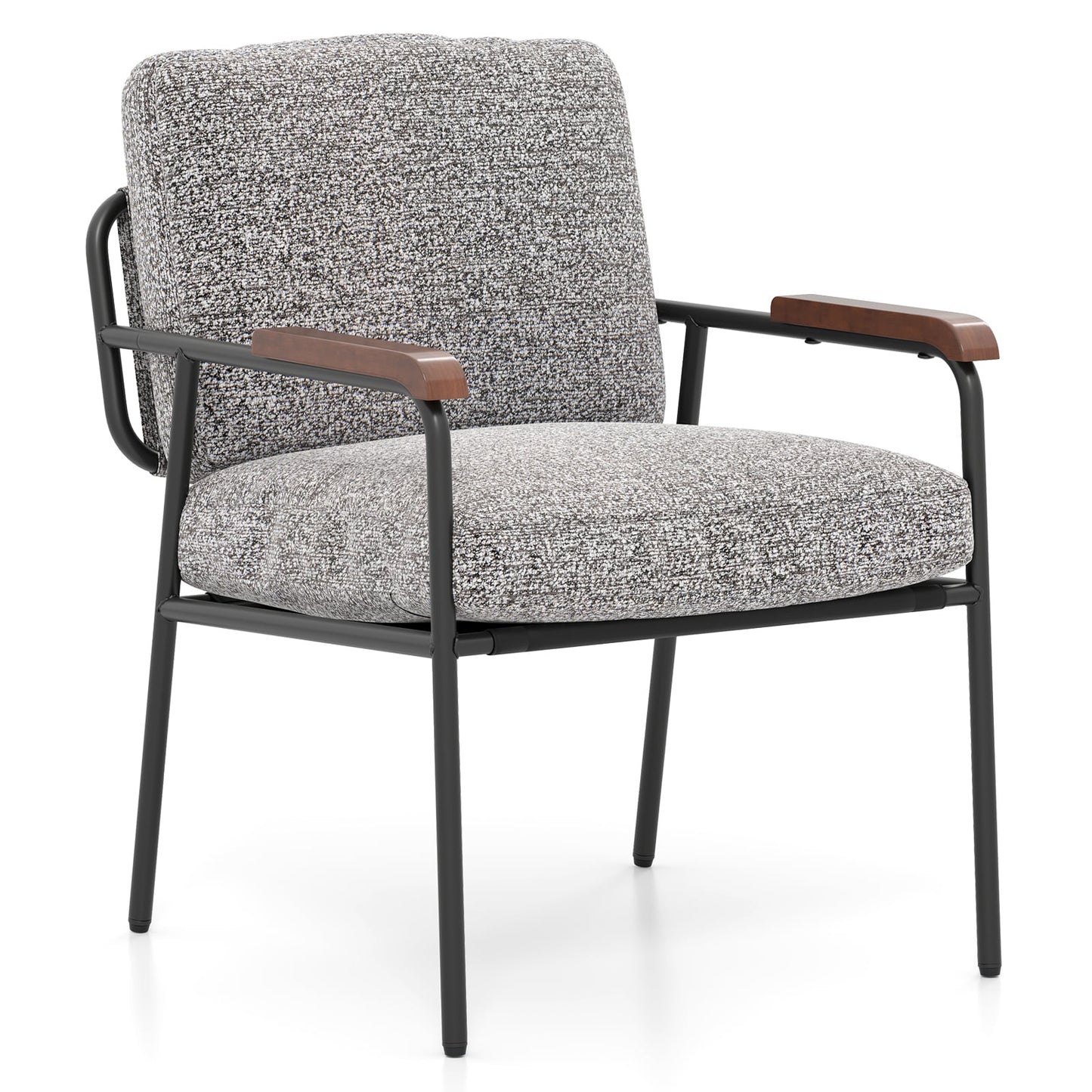 Accent Chair with Back Pillow and Wide Cushioned Seat-Grey