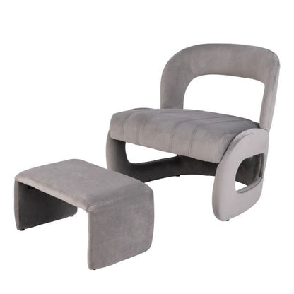 Accent Chair with Ottoman and Open Curved Back-Grey