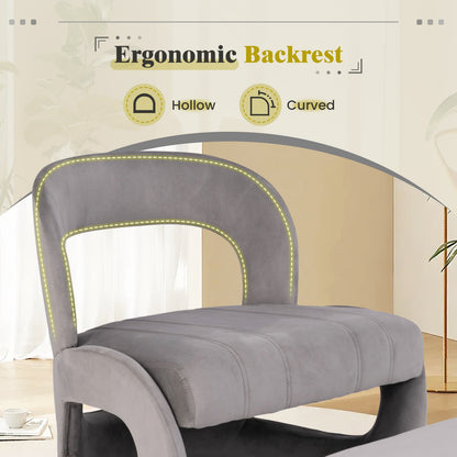 Accent Chair with Ottoman and Open Curved Back-Grey