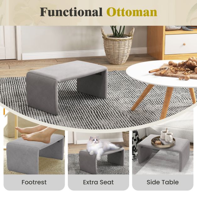 Accent Chair with Ottoman and Open Curved Back-Grey