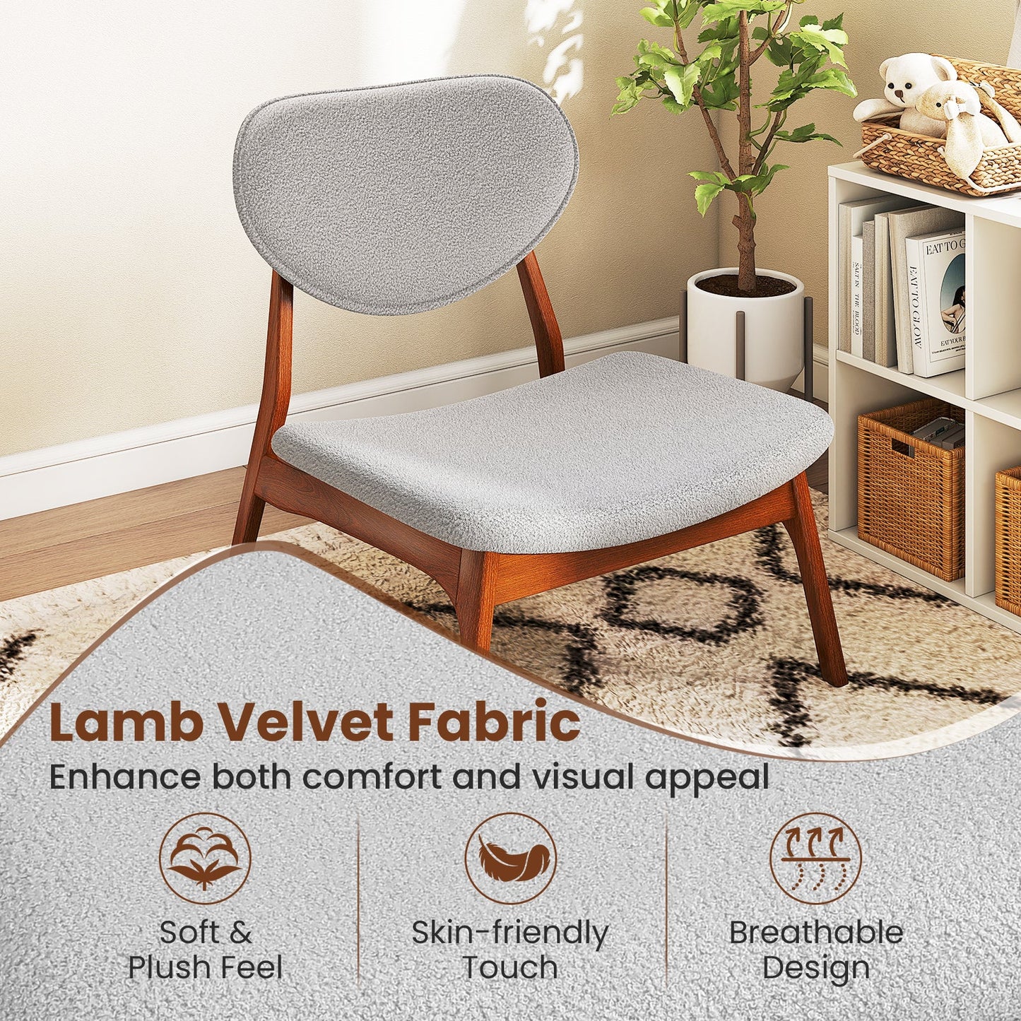 Accent Chairs Set of 2 with Side Table for Bedroom Waiting Room-Grey
