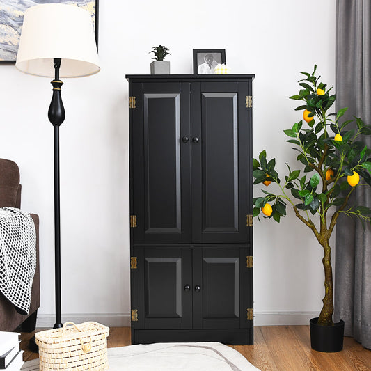 Antique Wooden Storage Cabinet Cupboard Shelf-Black