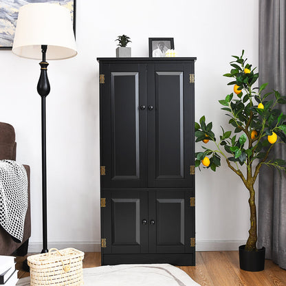 Antique Wooden Storage Cabinet Cupboard Shelf-Black