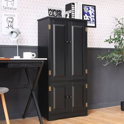 Antique Wooden Storage Cabinet Cupboard Shelf-Black