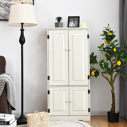 Antique Wooden Storage Cabinet Cupboard Shelf-White