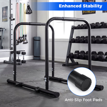 Adjustable Dip Bar Station with 300 KG Capacity and Anti-Slip Foam Grips-Black