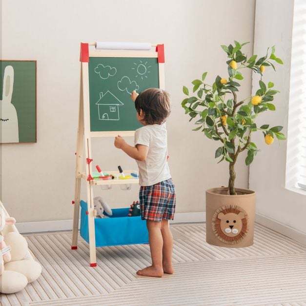 Adjustable Double Sided Kids Wooden Art Easel-Blue