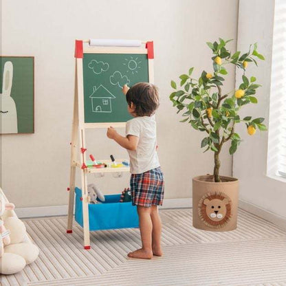 Adjustable Double Sided Kids Wooden Art Easel-Blue