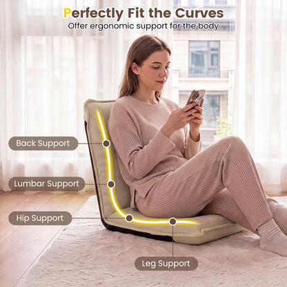 Adjustable Floor Chair with Adjustable Backrest and Sponge Filling-Beige