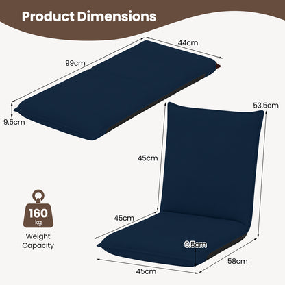 Adjustable Floor Chair with Adjustable Backrest and Sponge Filling-Navy