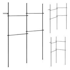 Adjustable Floor to Ceiling Clothes Rack with 2 Hanging Rods Folding Drying Rack and Reacher Pole-Black