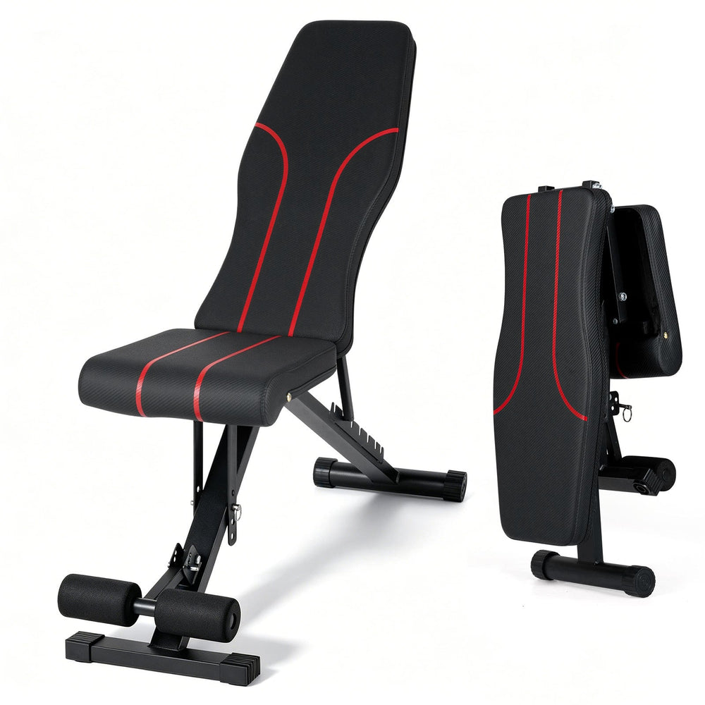 Adjustable Foldable Black Dumbbell Bench with PU Upholstery
