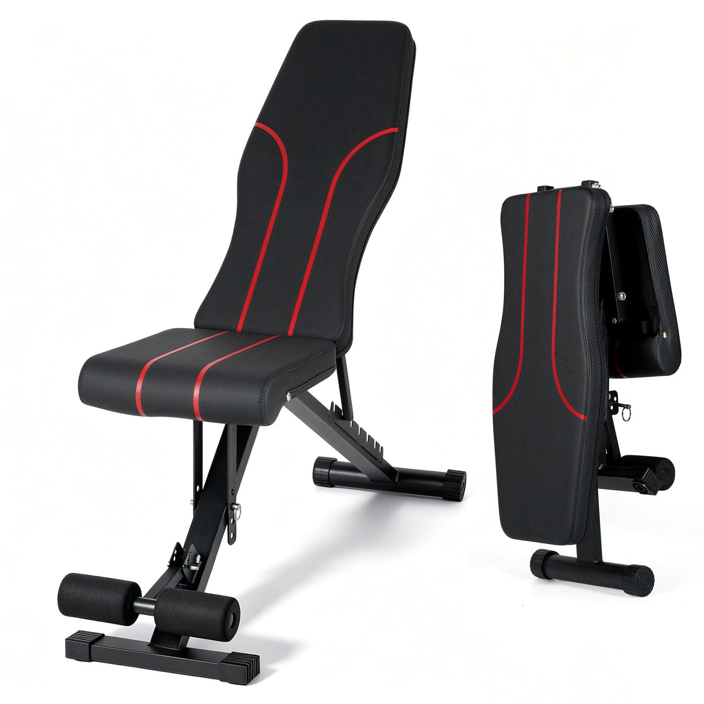 Adjustable Foldable Black Dumbbell Bench with PU Upholstery